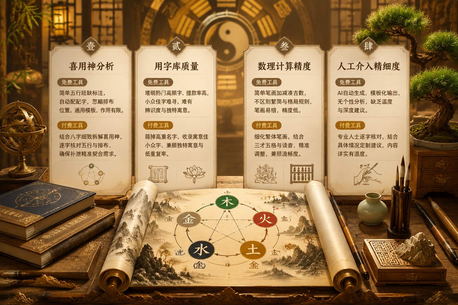 免费和付费公司测名工具_核心差异在喜用神分析_用字库还是数理精准度