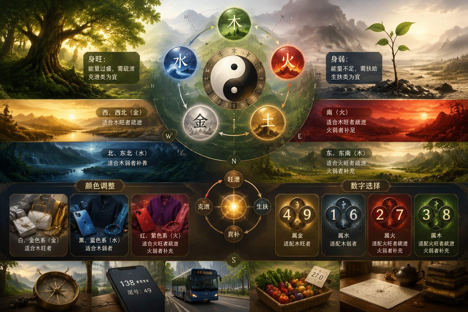 如何根据日干旺衰选择有利方位_颜色_数字_增强运势